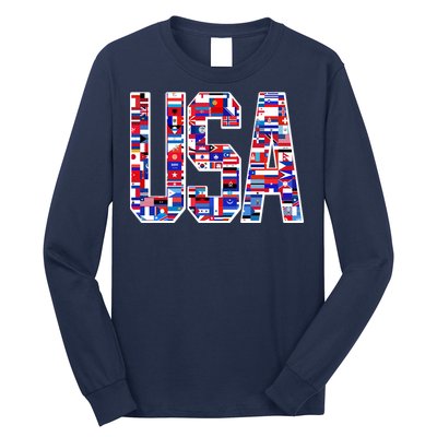 USA World Flags Pattern Long Sleeve Shirt