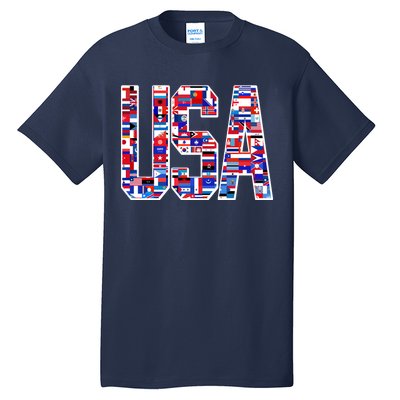 USA World Flags Pattern Tall T-Shirt