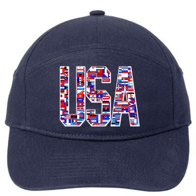 USA World Flags Pattern 7-Panel Snapback Hat