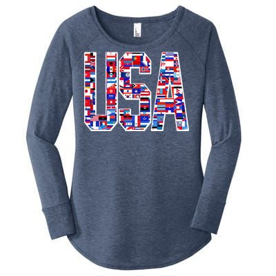 USA World Flags Pattern Women's Perfect Tri Tunic Long Sleeve Shirt