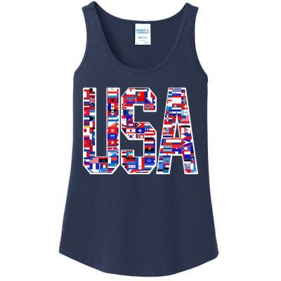 USA World Flags Pattern Ladies Essential Tank