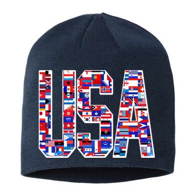 USA World Flags Pattern Sustainable Beanie