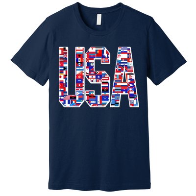 USA World Flags Pattern Premium T-Shirt