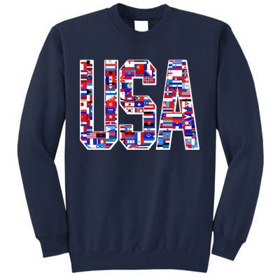 USA World Flags Pattern Tall Sweatshirt