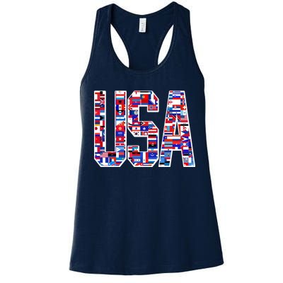 USA World Flags Pattern Women's Racerback Tank