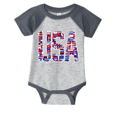 USA World Flags Pattern Infant Baby Jersey Bodysuit