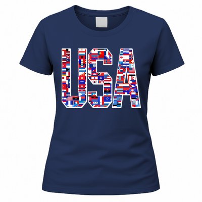 USA World Flags Pattern Women's T-Shirt