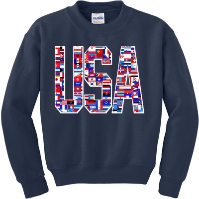 USA World Flags Pattern Kids Sweatshirt