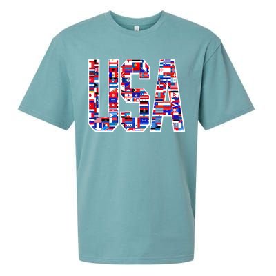 USA World Flags Pattern Sueded Cloud Jersey T-Shirt