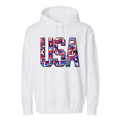 USA World Flags Pattern Garment-Dyed Fleece Hoodie