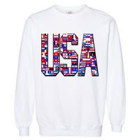 USA World Flags Pattern Garment-Dyed Sweatshirt