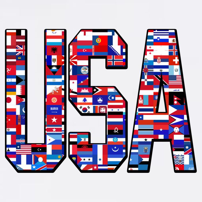 USA World Flags Pattern Garment-Dyed Sweatshirt
