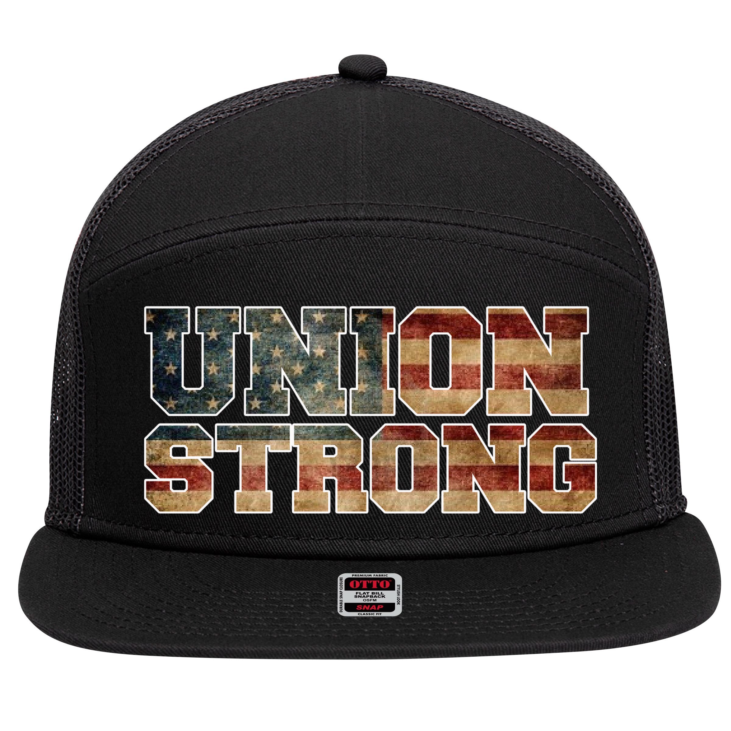 Union Strong And Solidarity Gift 7 Panel Mesh Trucker Snapback Hat