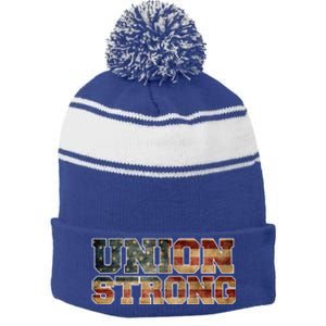 Union Strong And Solidarity Gift Stripe Pom Pom Beanie