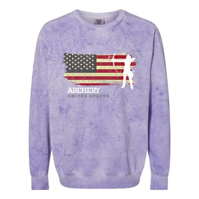 United States Archery American Flag Bow Arrow Cool Gift Colorblast Crewneck Sweatshirt