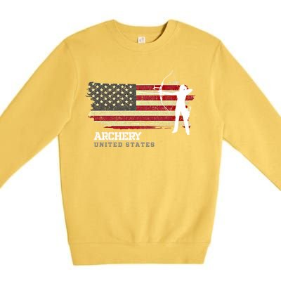 United States Archery American Flag Bow Arrow Cool Gift Premium Crewneck Sweatshirt