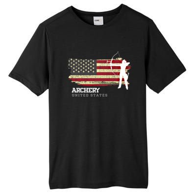 United States Archery American Flag Bow Arrow Cool Gift Tall Fusion ChromaSoft Performance T-Shirt