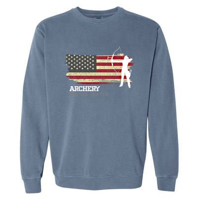 United States Archery American Flag Bow Arrow Cool Gift Garment-Dyed Sweatshirt