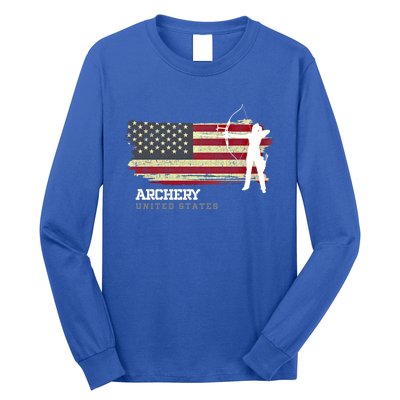 United States Archery American Flag Bow Arrow Cool Gift Long Sleeve Shirt