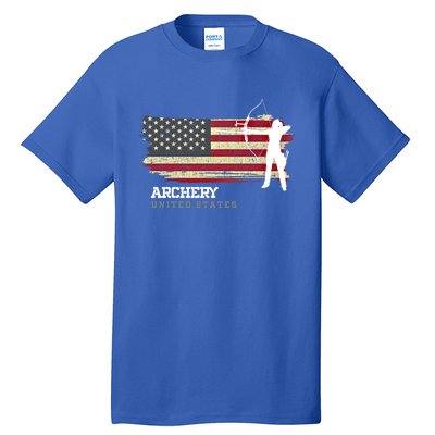 United States Archery American Flag Bow Arrow Cool Gift Tall T-Shirt