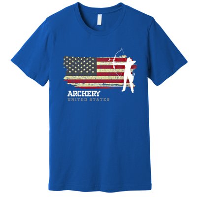 United States Archery American Flag Bow Arrow Cool Gift Premium T-Shirt