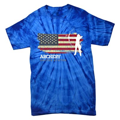 United States Archery American Flag Bow Arrow Cool Gift Tie-Dye T-Shirt