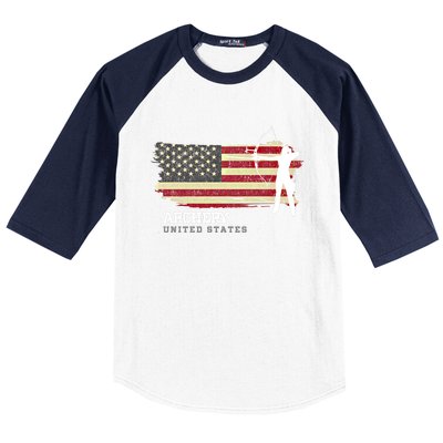 United States Archery American Flag Bow Arrow Cool Gift Baseball Sleeve Shirt