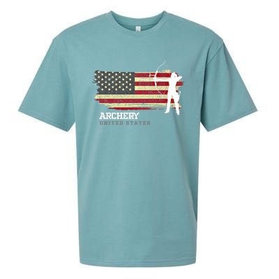 United States Archery American Flag Bow Arrow Cool Gift Sueded Cloud Jersey T-Shirt