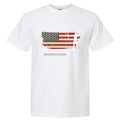 United States Archery American Flag Bow Arrow Cool Gift Garment-Dyed Heavyweight T-Shirt