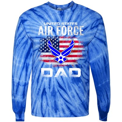 United States Air Force Dad With American Flag Gift Tie-Dye Long Sleeve Shirt