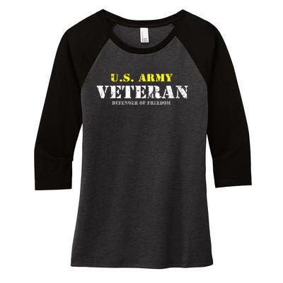 U S Army Proud Army Veteran Vintage Women's Tri-Blend 3/4-Sleeve Raglan Shirt