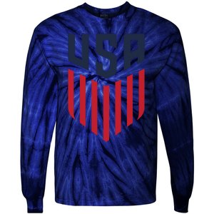 USA Soccer America Flag Football Retro Tie-Dye Long Sleeve Shirt