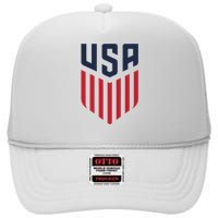 USA Soccer America Flag Football Retro High Crown Mesh Back Trucker Hat