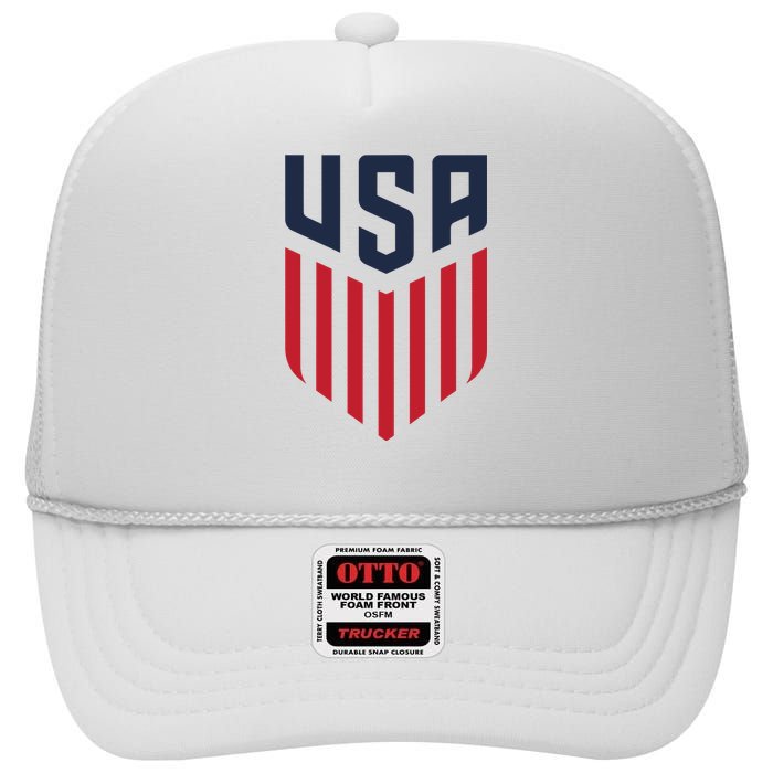 USA Soccer America Flag Football Retro High Crown Mesh Back Trucker Hat