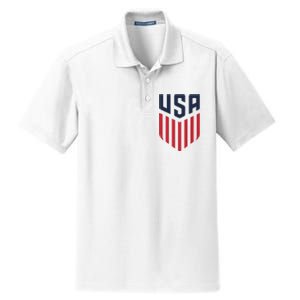 USA Soccer America Flag Football Retro Dry Zone Grid Polo