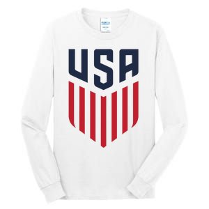 USA Soccer America Flag Football Retro Tall Long Sleeve T-Shirt