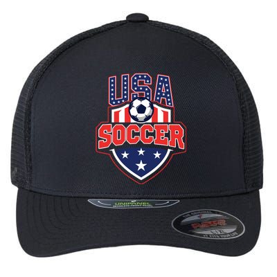 USA Soccer - American Flag Football Player Flexfit Unipanel Trucker Cap