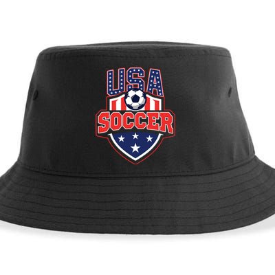 USA Soccer - American Flag Football Player Sustainable Bucket Hat