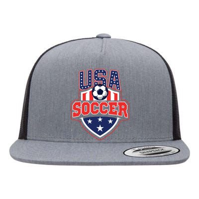 USA Soccer - American Flag Football Player Flat Bill Trucker Hat