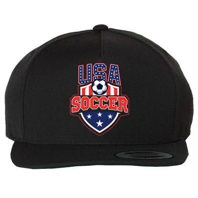 USA Soccer - American Flag Football Player Wool Snapback Cap