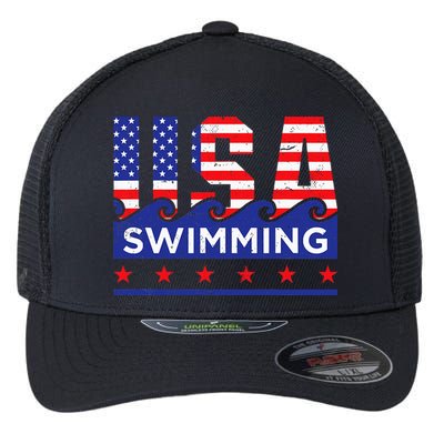Usa Swimming Artwork For A Swimmer Flexfit Unipanel Trucker Cap