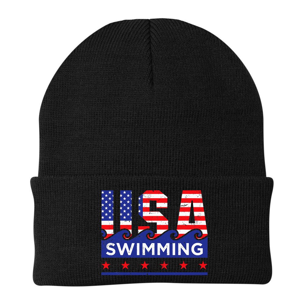 Usa Swimming Artwork For A Swimmer Beanie