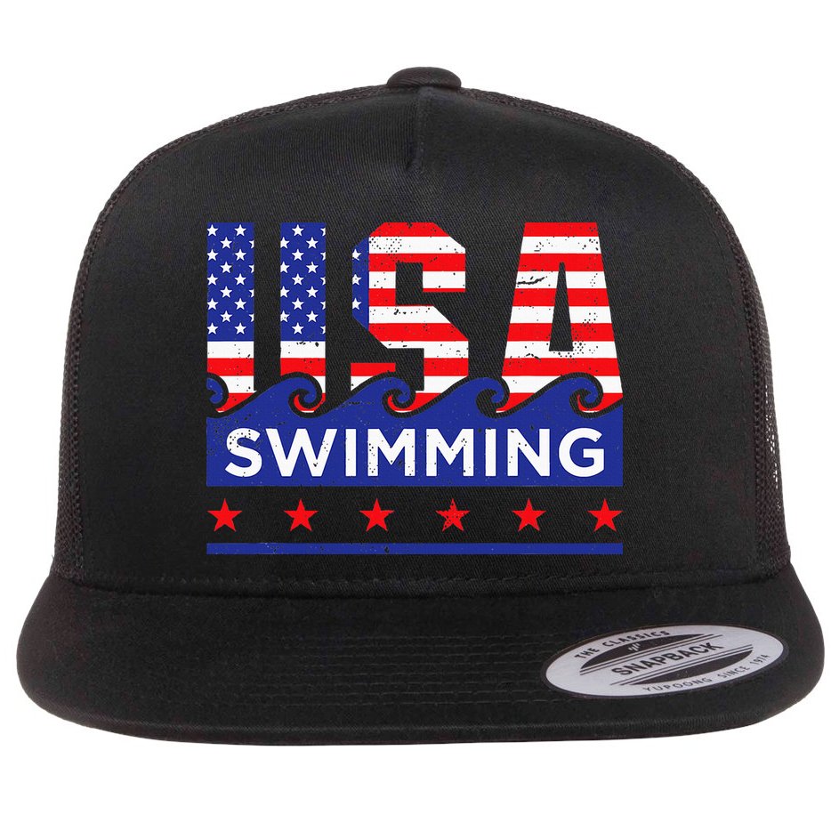 Usa Swimming Artwork For A Swimmer Flat Bill Trucker Hat