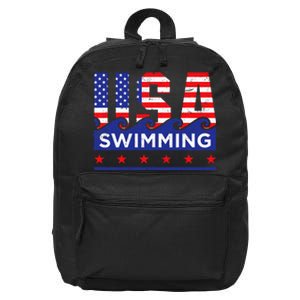 Usa Swimming Artwork For A Swimmer 16 in Basic Backpack