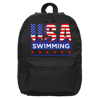 Usa Swimming Artwork For A Swimmer 16 in Basic Backpack