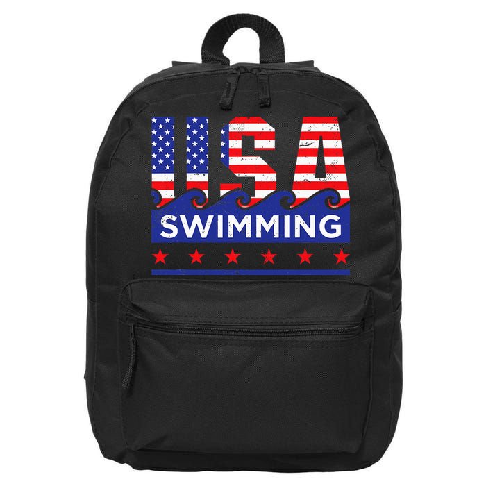 Usa Swimming Artwork For A Swimmer 16 in Basic Backpack