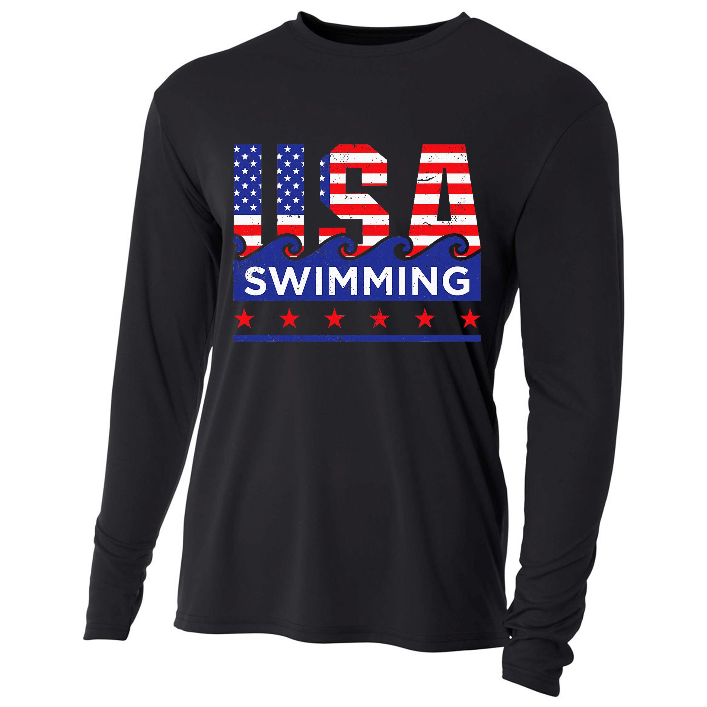 Usa Swimming Artwork For A Swimmer Cooling Performance Long Sleeve Crew