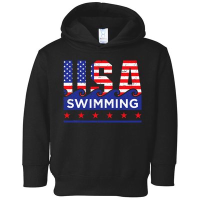 Usa Swimming Artwork For A Swimmer Toddler Hoodie
