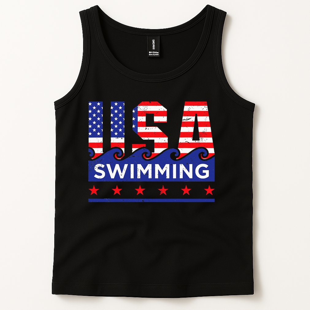 Usa Swimming Artwork For A Swimmer Tank Top
