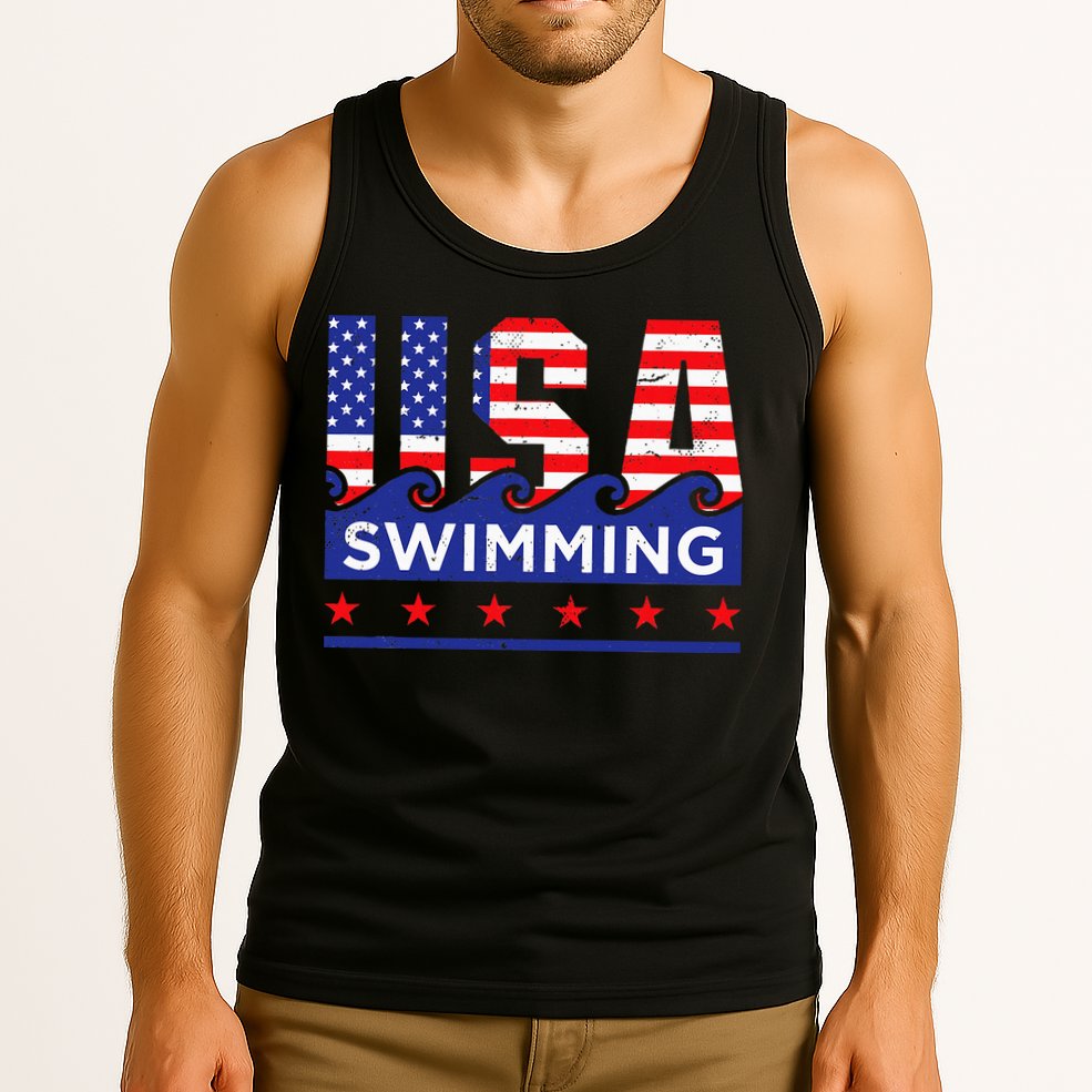 Usa Swimming Artwork For A Swimmer Tank Top
